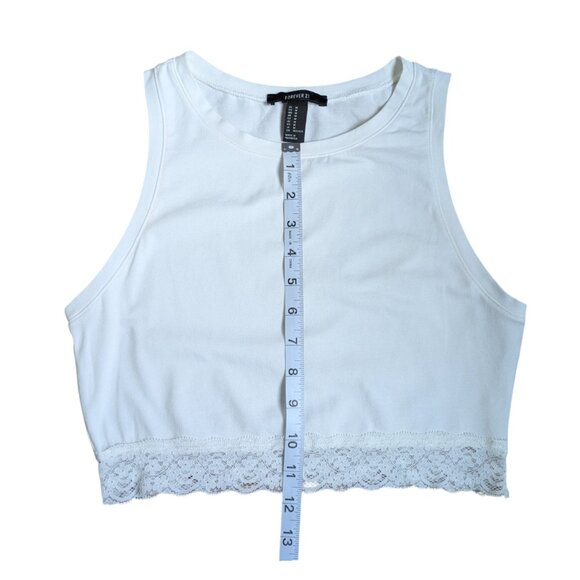 Forever 21 White Tank Top with Lace Hem Women Size S - Picture 3 of 7